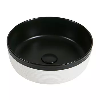 Раковина Corsa Deco Groove 36 см накладная белая/черная матовая (ABGR36WB)