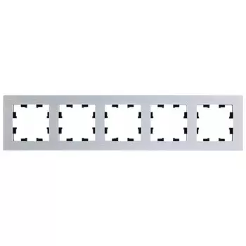 Рамка Systeme Electric AtlasDesign Nature пятиместная серебро (ATN312105)