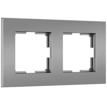 Рамка Werkel Slab двухместная серебро софт (a062813)