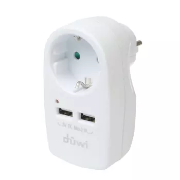 Разветвитель 1 розетка Dwi 16 А 230 В 3,68 кВт 2хUSB белый (27418 6)