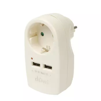 Разветвитель 1 розетка Dwi 16 А 230 В 3,68 кВт 2хUSB бежевый (27420 9)