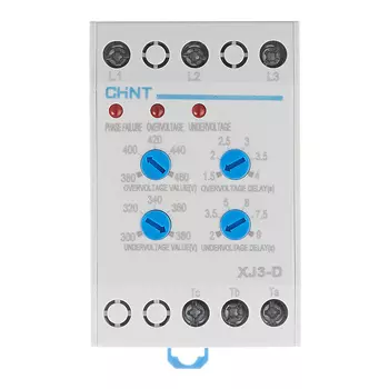Реле контроля фаз модульное Chint XJ3-D (284003) T1-T2 380 В 5 А тип AC 1P