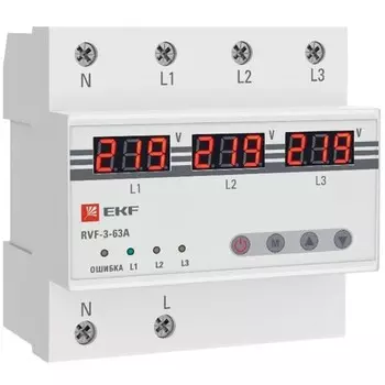 Реле выбора фаз EKF PROxima (RVF-3-63a) 230 В 63 А тип AC