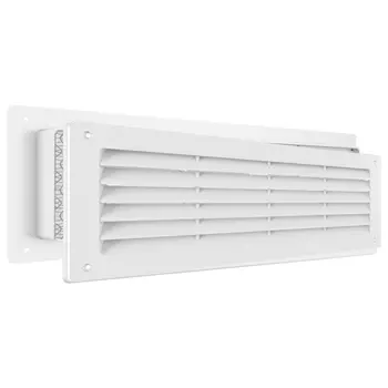 Решетка вентиляционная пластиковая дверная НашВент 370х130 мм с сеткой белая (2 шт.)