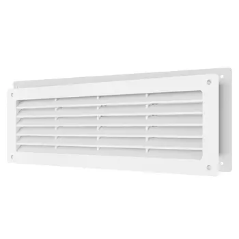 Решетка вентиляционная пластиковая дверная НашВент 460х125 мм с сеткой белая (2 шт.)