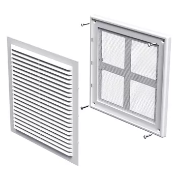 Решетка вентиляционная пластиковая приточно-вытяжная НашВент 204х204 мм с сеткой белая
