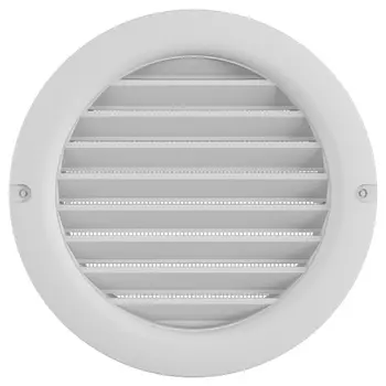 Решетка вентиляционная пластиковая приточно-вытяжная НашВент d125 мм с сеткой белая