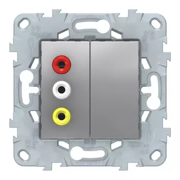 Розетка аудио Schneider Electric Unica NEW встраиваемая алюминий 3хRCA (NU543130)