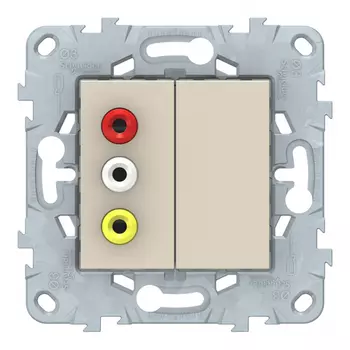 Розетка аудио Schneider Electric Unica NEW встраиваемая бежевая 3хRCA (NU543144)