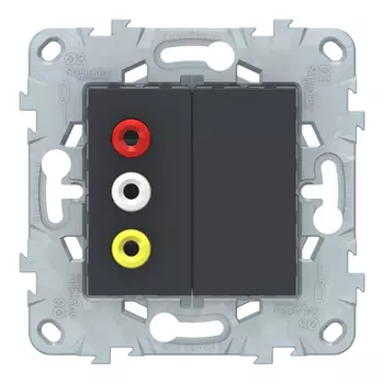 Розетка аудио Schneider Electric Unica NEW встраиваемая антрацит 3хRCA (NU543154)