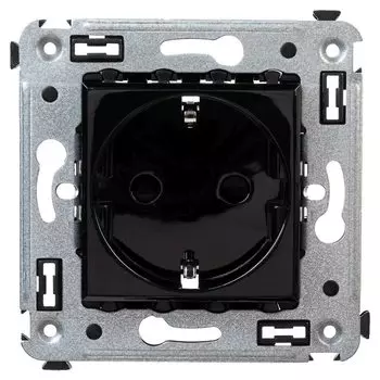 Розетка DKC Avanti встраиваемая черная с защитными шторками (306466)