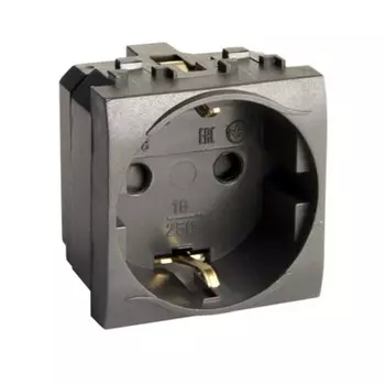 Розетка для кабель-канала DKC Brava черная со шторками 2 модуля (77482N)