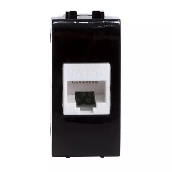 Розетка для кабель-канала компьютерная DKC Brava черная RJ45 1 модуль (77654N)