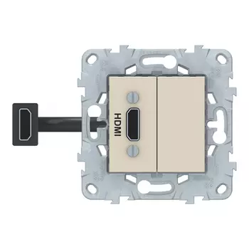 Розетка HDMI Schneider Electric Unica NEW NU543044 скрытая установка бежевая один модуль HDMI