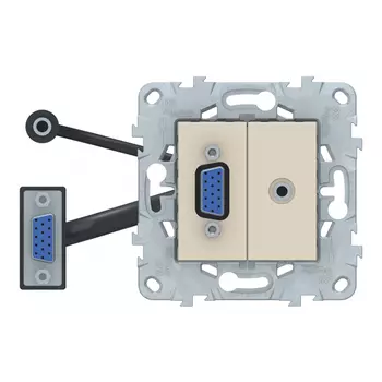 Розетка HDMI Schneider Electric Unica NEW встраиваемая бежевая HD15/ mini Jack (NU593244)