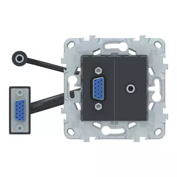 Розетка HDMI Schneider Electric Unica NEW встраиваемая антрацит HD15/ mini Jack (NU593254)