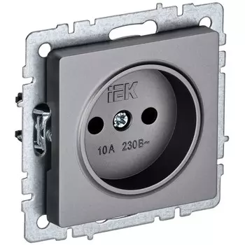Розетка IEK Brite РС10-1-0-БрС встраиваемая сталь (BR-R10-10-K46)