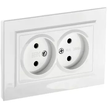 Розетка IEK Brite РС12-2-БрБ встраиваемая белая (BR-R20-10-K01-F)