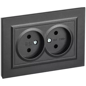 Розетка IEK Brite РС12-2-БрЧ встраиваемая черная (BR-R20-10-K02-F)