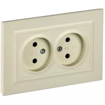 Розетка IEK Brite РС12-2-БрКр встраиваемая бежевая (BR-R20-10-K10-F)