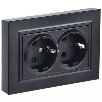 Розетка IEK Brite РС12-3-БрЧ встраиваемая черная (BR-R21-16-K02-F)