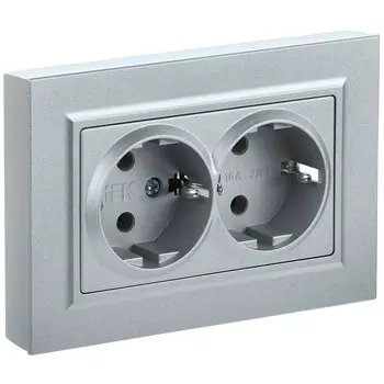 Розетка IEK Brite РС12-3-БрС встраиваемая сталь (BR-R21-16-K46-F)