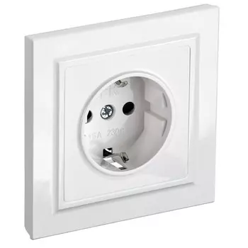 Розетка IEK Brite РС14-1-0-БрБ встраиваемая белая со шторками (BR-R14-16-K01)