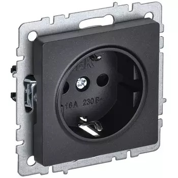 Розетка IEK Brite РС14-1-0-БрЧ встраиваемая черная со шторками (BR-R14-16-K02)