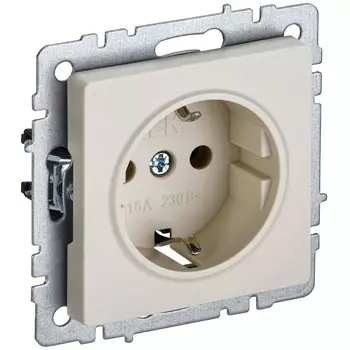 Розетка IEK Brite РС14-1-0-БрКр встраиваемая бежевая со шторками (BR-R14-16-K10)