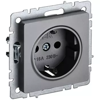 Розетка IEK Brite РС14-1-0-БрС встраиваемая сталь со шторками (BR-R14-16-K46)