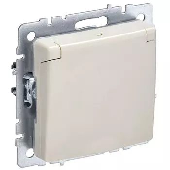 Розетка IEK Brite РСбш10-3-БрКр встраиваемая бежевая со шторками (BR-R16-16-K10)