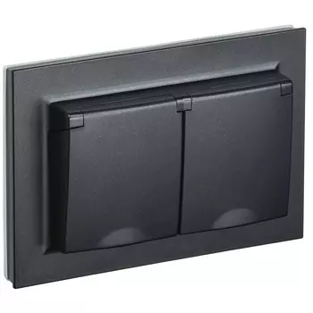 Розетка IEK Brite РСбш12-3-44-Бр встраиваемая черная с крышкой (BR-R26-16-44-K02-F)