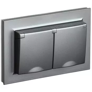 Розетка IEK Brite РСбш12-3-44-БрС встраиваемая сталь с крышкой (BR-R26-16-44-K46-F)