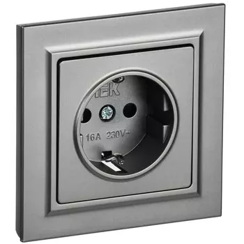 Розетка IEK Brite РСР14-1-0-БрС встраиваемая сталь со шторками (BR-R14-16-K46-F)