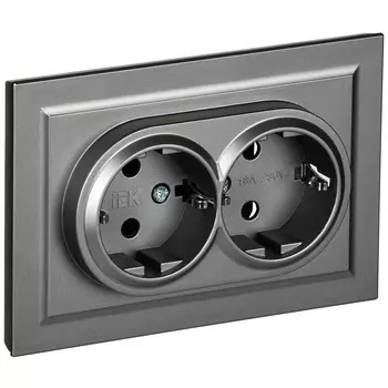 Розетка IEK Brite РСш12-3-БрС встраиваемая сталь со шторками (BR-R24-16-K46-F)