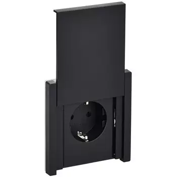 Розетка IEK Forte&Piano FP119 встраиваемая черная со шторками с крышкой (FP-R16-16-1-44-K02)