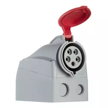 Розетка кабельная Legrand P17 TEMPRA PRO (90162) угловая настенная с заземлением 3P+N+E 3 фазы 32 А 380 В IP44 с крышкой