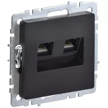 Розетка компьютерная IEK Brite РК10-2-БрЧ встраиваемая черная 2хRJ45 (BR-K20-1-K02)