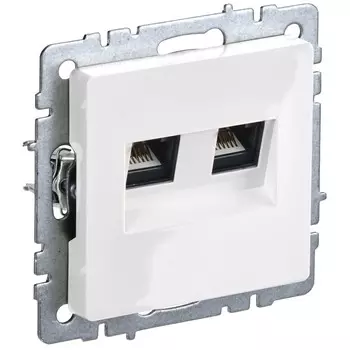 Розетка компьютерная IEK Brite РК10-2-БрБ встраиваемая белая 2хRJ45 (BR-K20-1-K01)