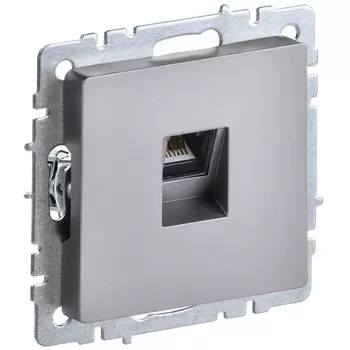Розетка компьютерная IEK Brite РК10-БрС встраиваемая сталь (BR-K10-1-K46)