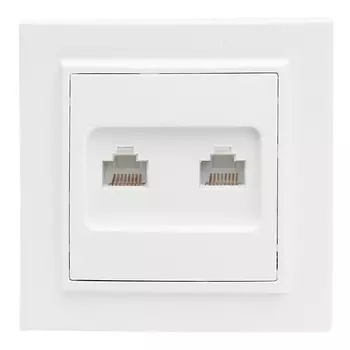 Розетка компьютерная EKF Минск встраиваемая белая 2хRJ45 (ERK02-035-10)
