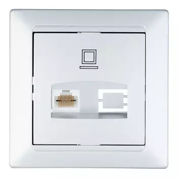 Розетка компьютерная Svet Стиль встраиваемая серебро RJ45 (EV 0365-2118)
