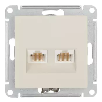 Розетка компьютерная Systeme Electric AtlasDesign встраиваемая бежевая 2хRJ45 (ATN000285)