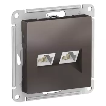 Розетка компьютерная Systeme Electric AtlasDesign встраиваемая мокко 2хRJ45 (ATN000685)