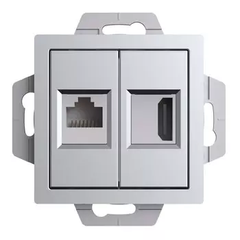 Розетка компьютерная Systeme Electric AtlasDesign встраиваемая алюминий HDMI/ RJ45 (ATN000382)