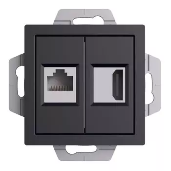 Розетка компьютерная Systeme Electric AtlasDesign встраиваемая алюминий HDMI/ RJ45 (ATN001082)