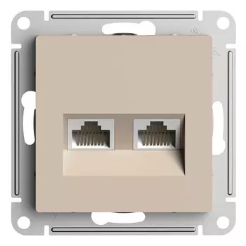 Розетка компьютерная Systeme Electric AtlasDesign встраиваемая песочная 2хRJ45 (ATN001285)