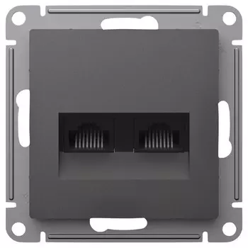 Розетка компьютерная Systeme Electric AtlasDesign встраиваемая базальт 2хRJ45 (ATN001485)