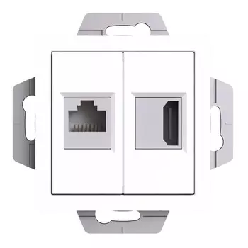 Розетка компьютерная Systeme Electric AtlasDesign встраиваемая белая HDMI/ RJ45 (ATN000182)