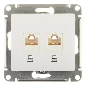 Розетка компьютерная Systeme Electric Glossa встраиваемая белая 2хRJ45 (GSL000185KK)